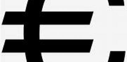 Simbolo Euro colorata di nero su sfondo bianco