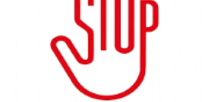 disegno di mano colore rosso stilizzata con parola stop e sotto scritta al bullismo 